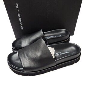 Patrizia Bonfanti NIB Black Luggy Sole Italian Leather Sandals Black